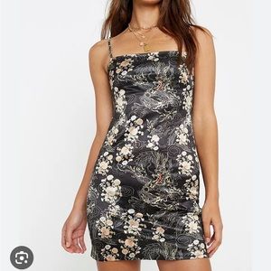Urban Outfitters Dragon Print Sateen Twill Mini Dress